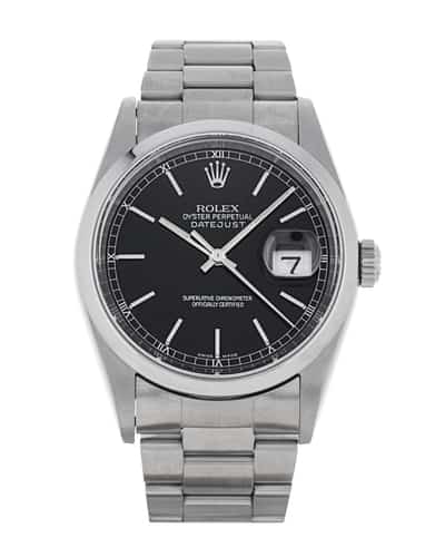Rolex Datejust 16200 Black Baton Dial Bracelet Strap